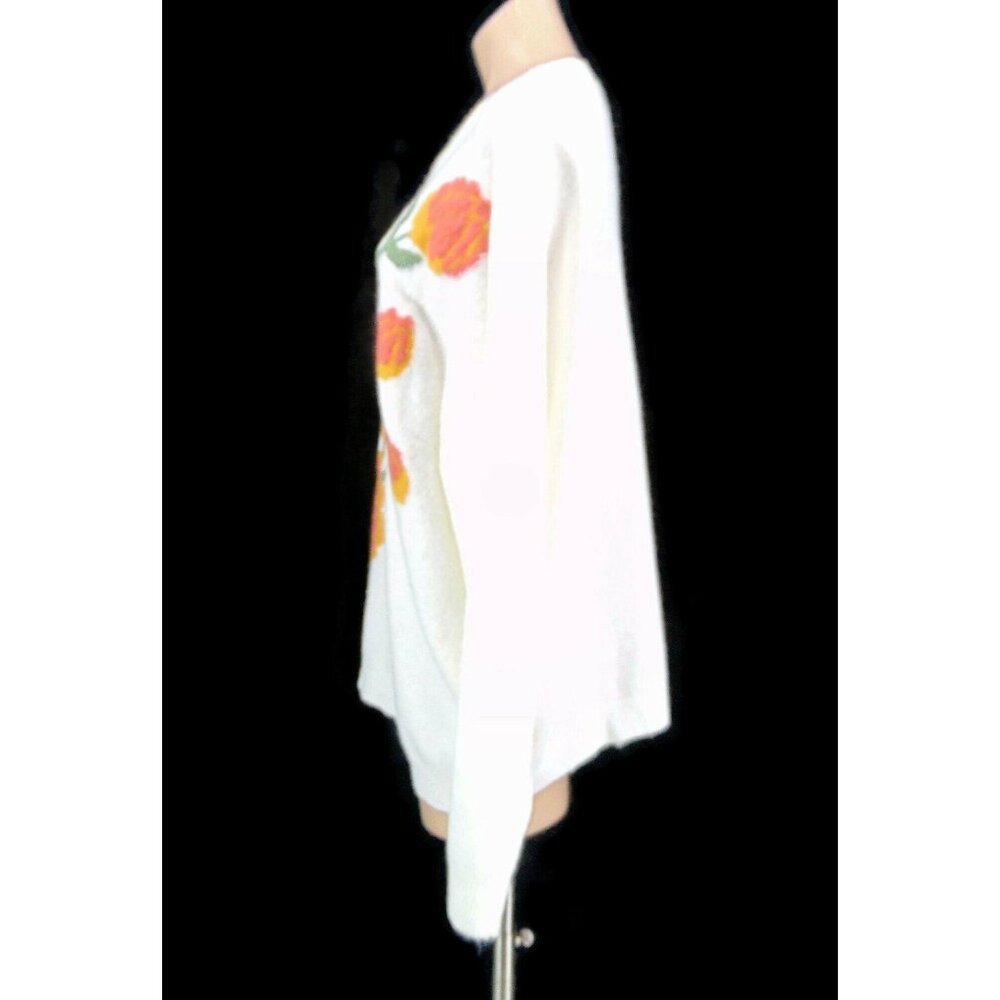 Mindy Maes Market Blakely Sweater XL Off White Intarsia Floral Grandmacore Boho - Picture 3 of 14